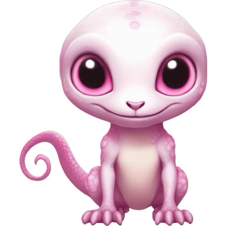 White, Shiny, Chibi, White, Pink eyes, Anthro-Sona-Lizard-Alien-Fakémon, Full Body emoji