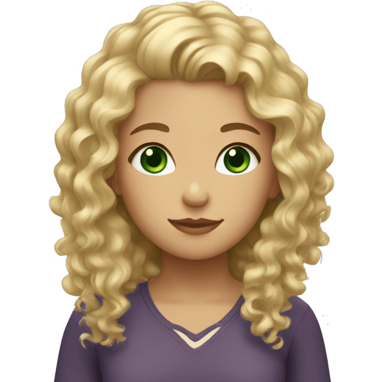 Girl with blond curly hair and green eyes emoji