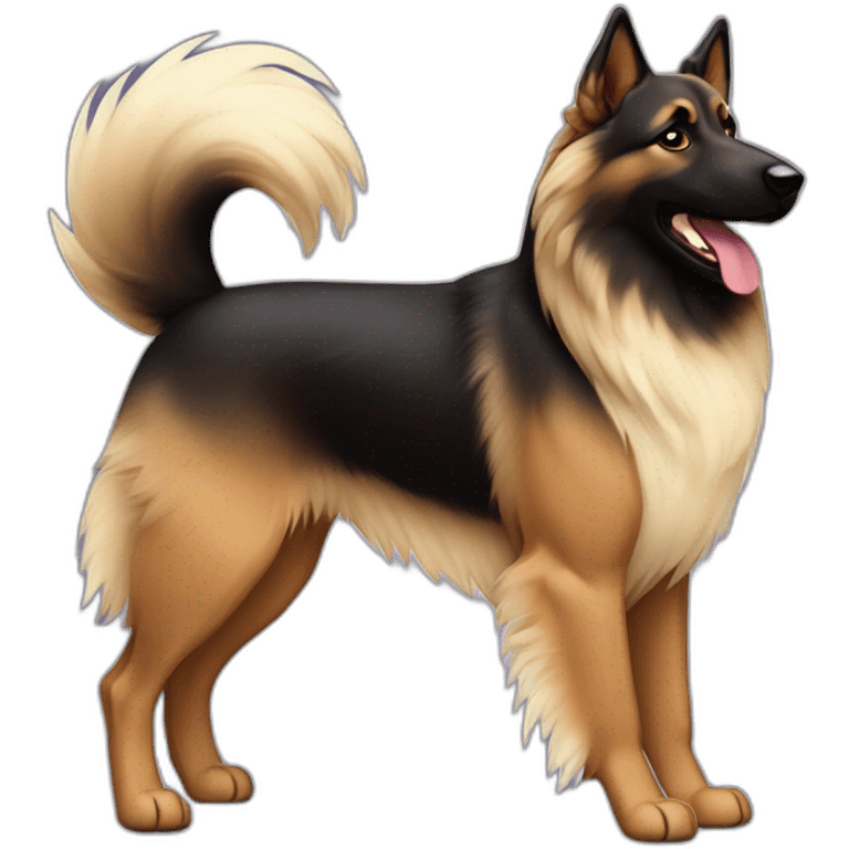 belgian tervuren with dark fur running emoji