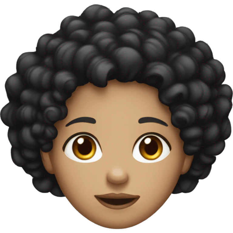 a girl with light skin and black curly hair emoji