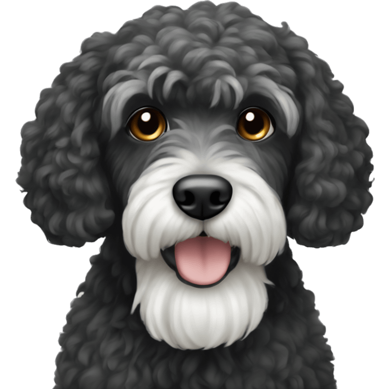 black cockapoo with long white beard emoji