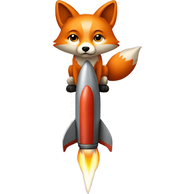 fox sitting on a rocket emoji