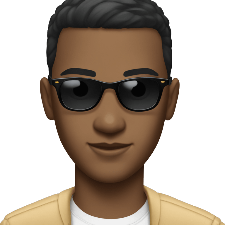 cool boy with black buzz cut hair and cartier sunglasses emoji