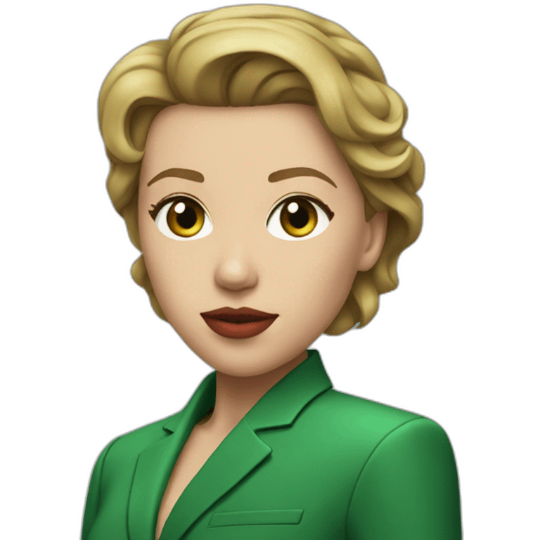 Scarlet Johansson with green suit emoji