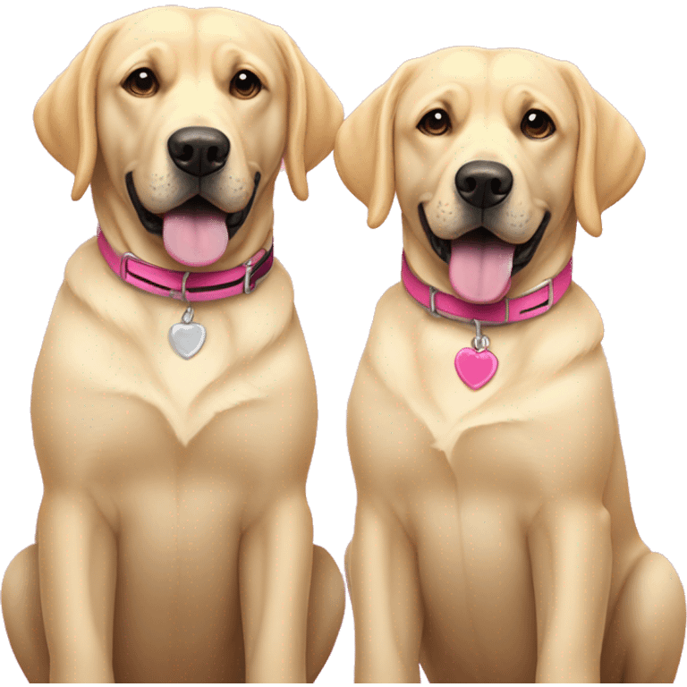 Two blonde labradors with pink collars emoji