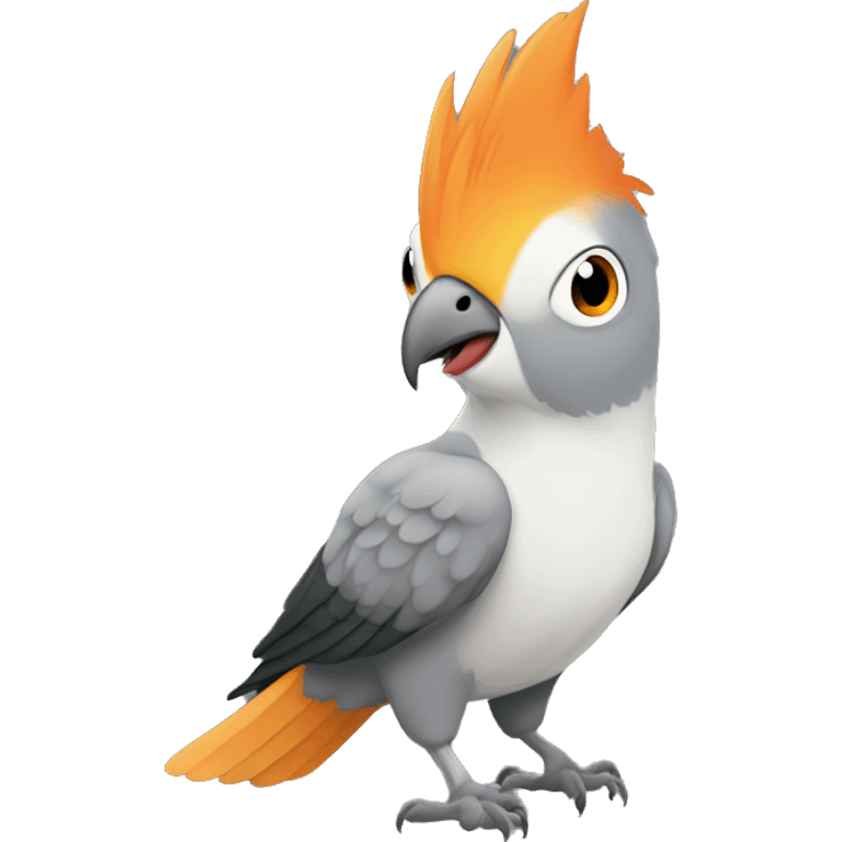 Grey Cockatiel orange cheeks with Dark Green Tail emoji