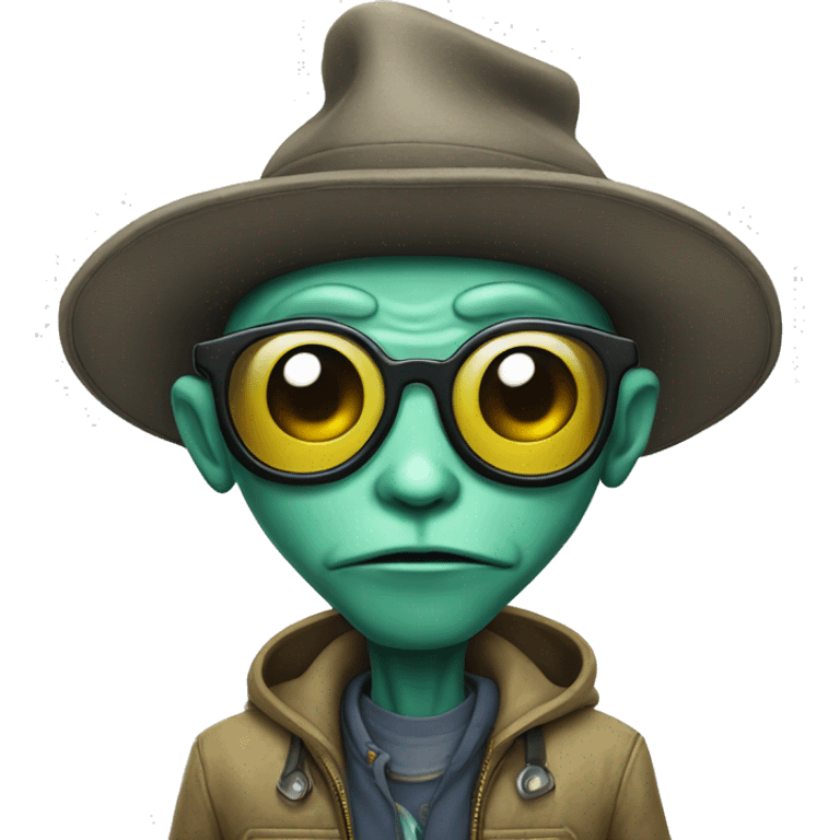 Hipster alien emoji