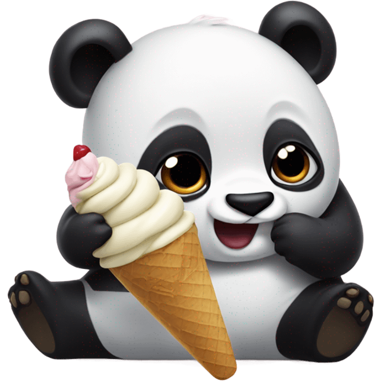 Panda eating ice cream emoji