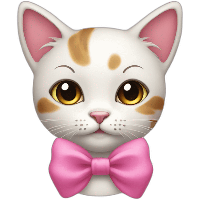 Cute cat with a pink bow emoji