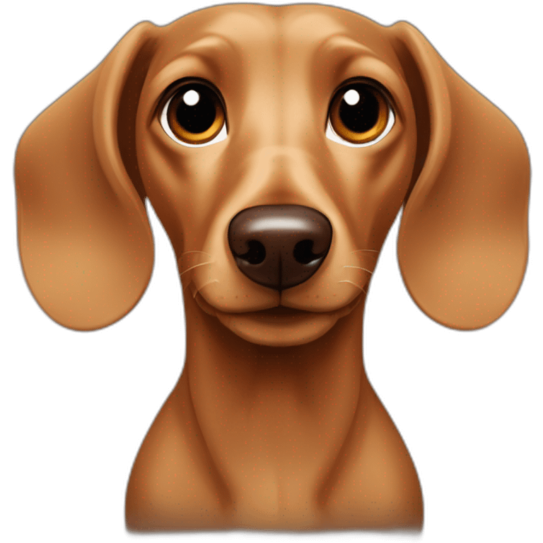 fawn colored dachshund with a dark chocolate colored nose emoji