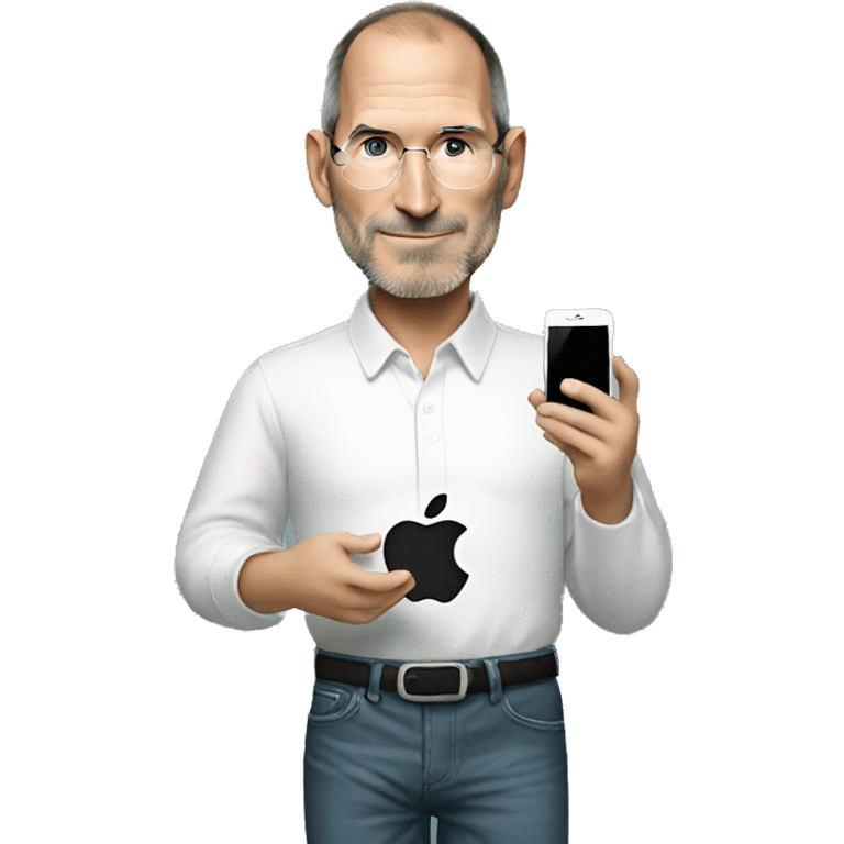 Steve Jobs holding the first iPhone in his hands emoji