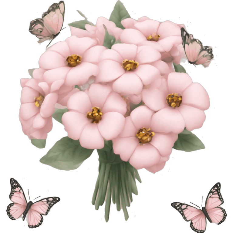 Pale pink bouquet with butterflies emoji