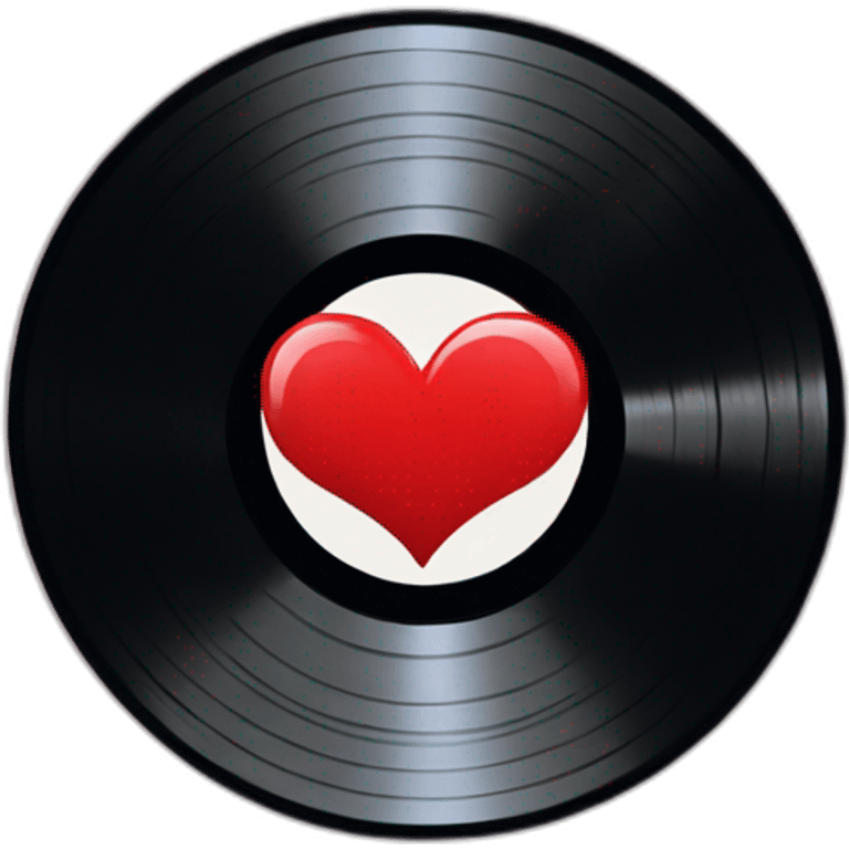 red heart shaped vinyl record emoji