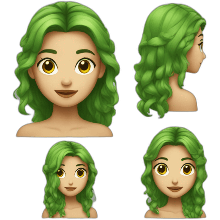 Fille aux yeux verts et aux cheveux châtain emoji