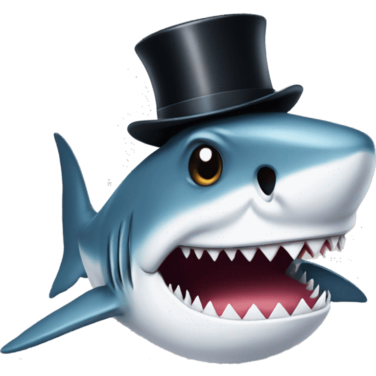 Shark with a top hat emoji