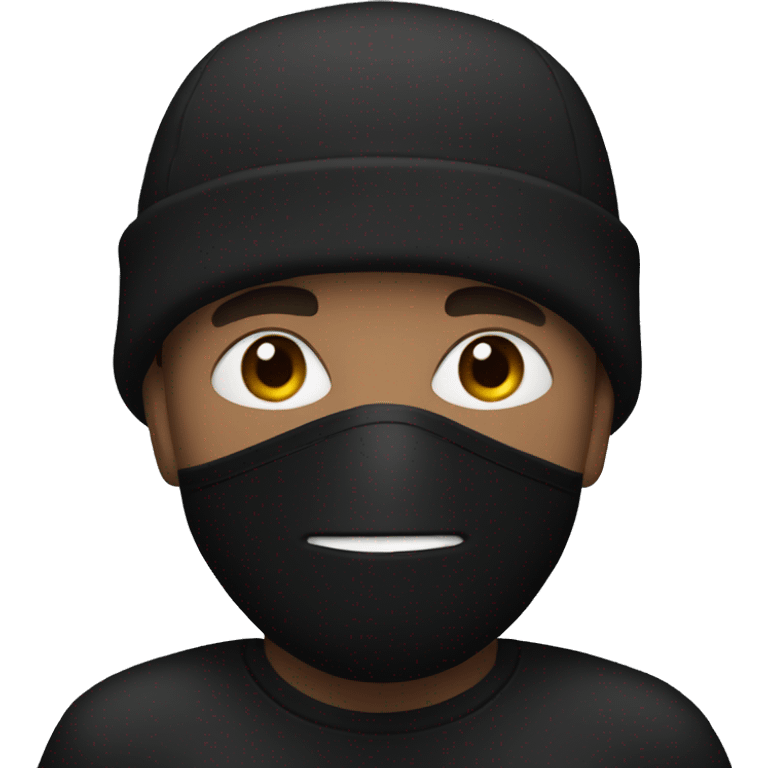 man with black beanie and black mask emoji