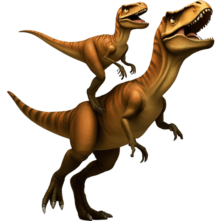 A T. rex riding another T. rex  emoji