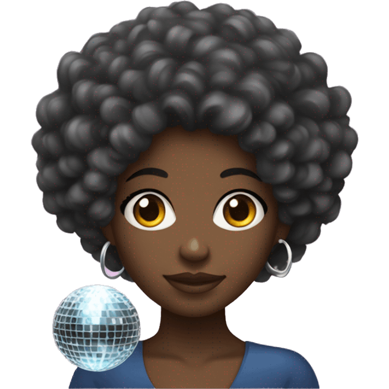 Black girl with curly hair and a disco ball emoji