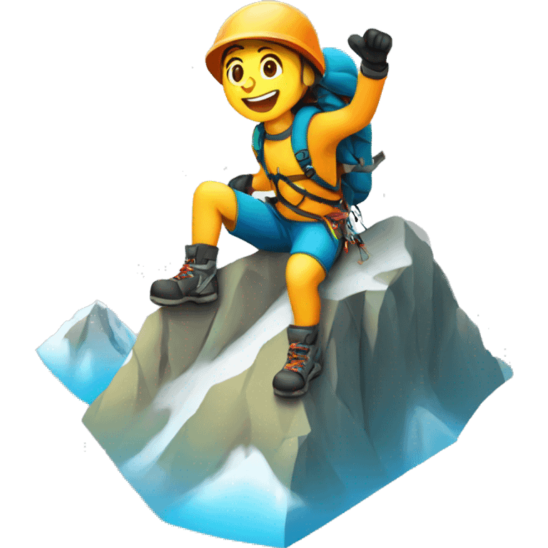 happy climber on top of summit emoji