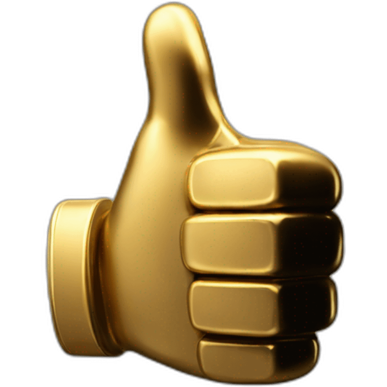 Golden thumbs up award black round base emoji