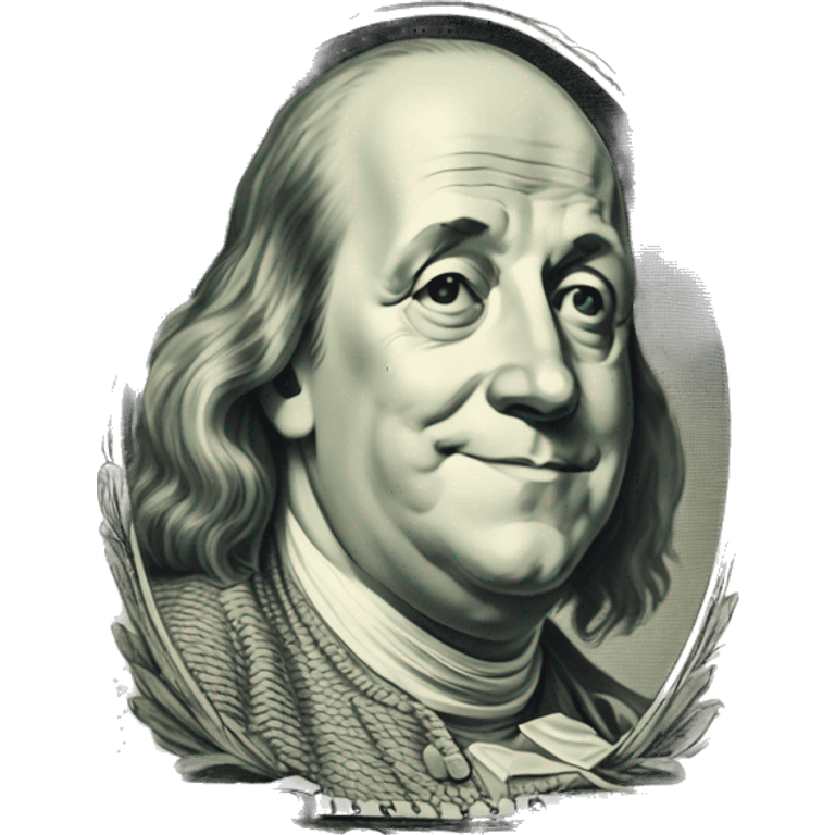 Benjamin Franklin dollar with a big smile emoji