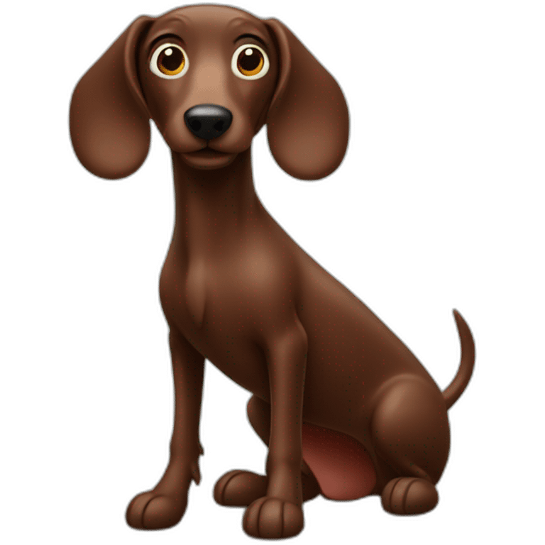 Chocolate sausage dog with long legs emoji