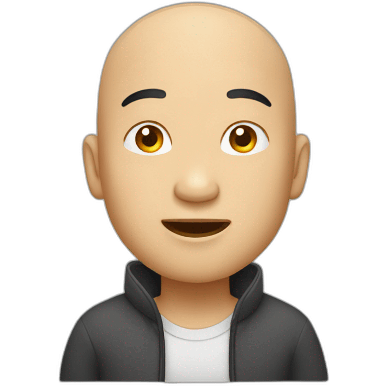 bald asian man calling emoji