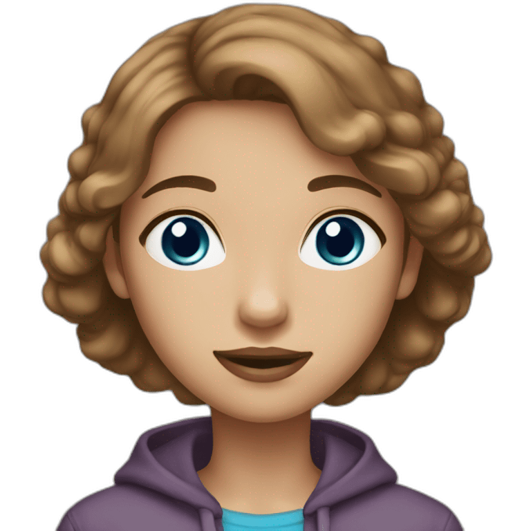 Girl blue eyes brown short hair emoji