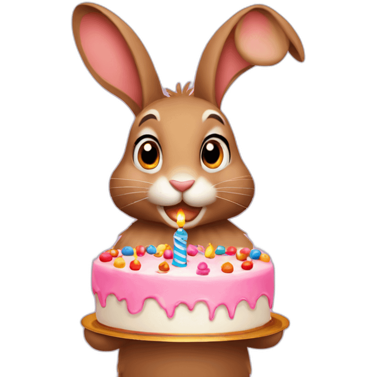 rabbit with birthday cake emoji