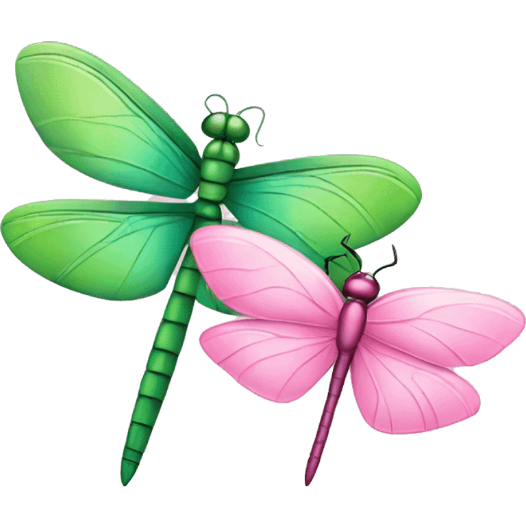 Green dragonfly and pink butterfly emoji