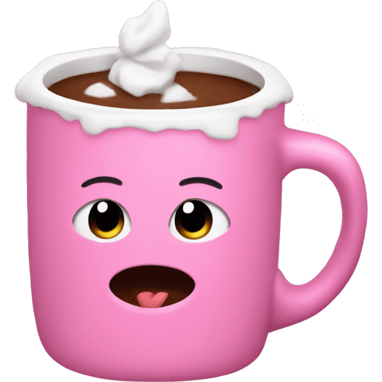 hot cocoa in pink mug emoji