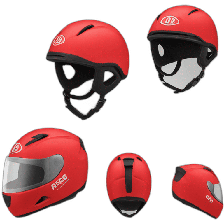 Casque de voiture rouge avec sponsor emoji