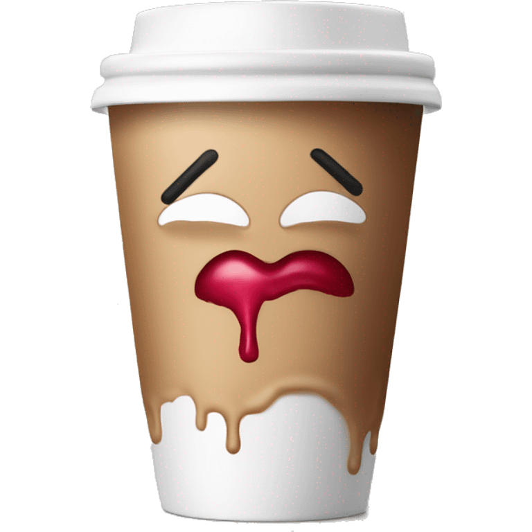 Coffee to go cup with a lipstick stain on the front emoji