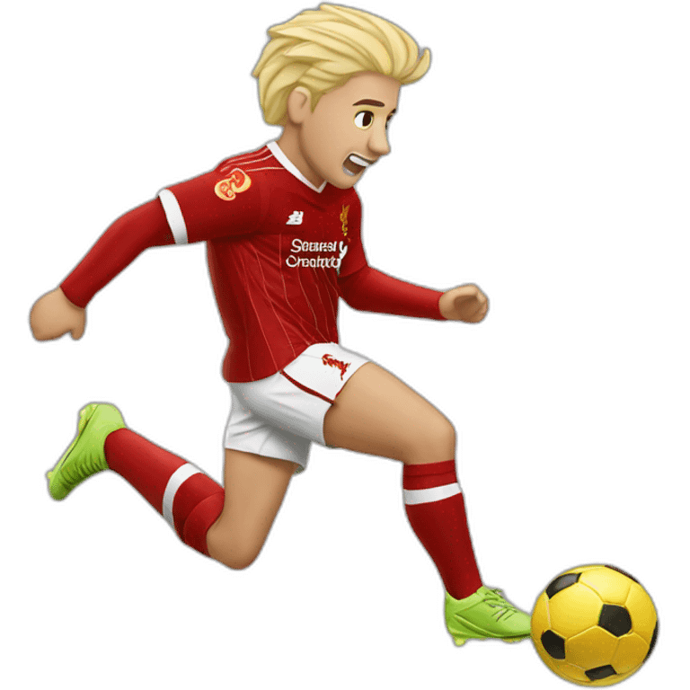 blonde liverpool player kicking emoji