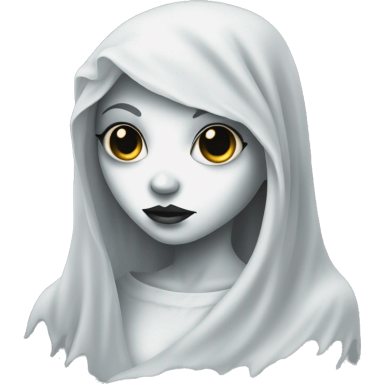 Ghost girl with a tattoo on the sheet  emoji