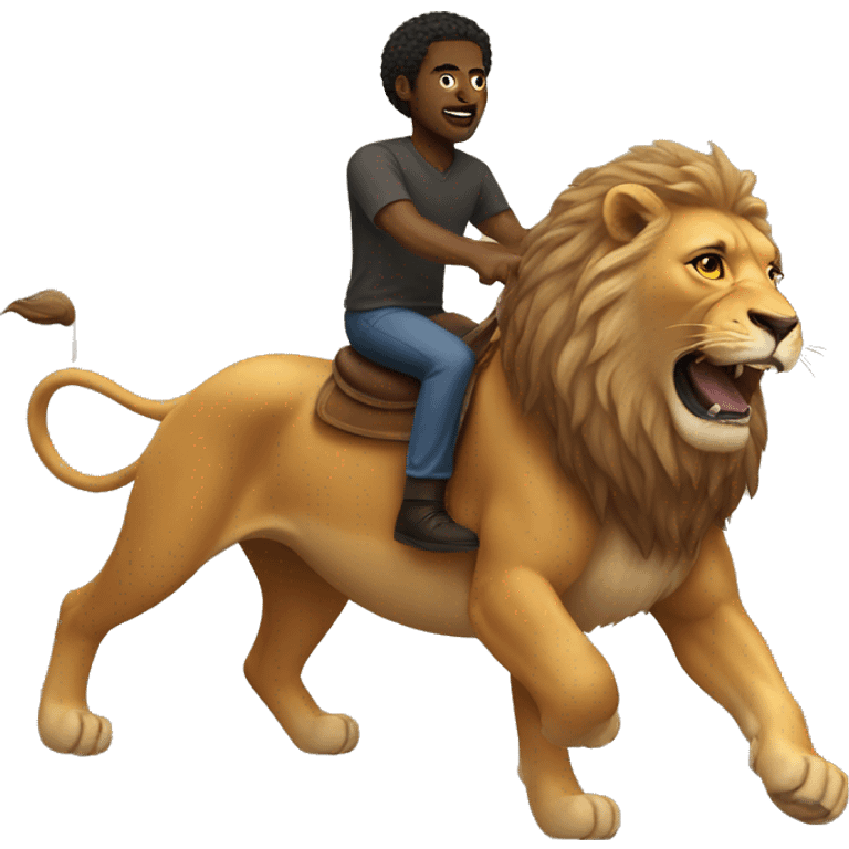 Black man riding a lion emoji