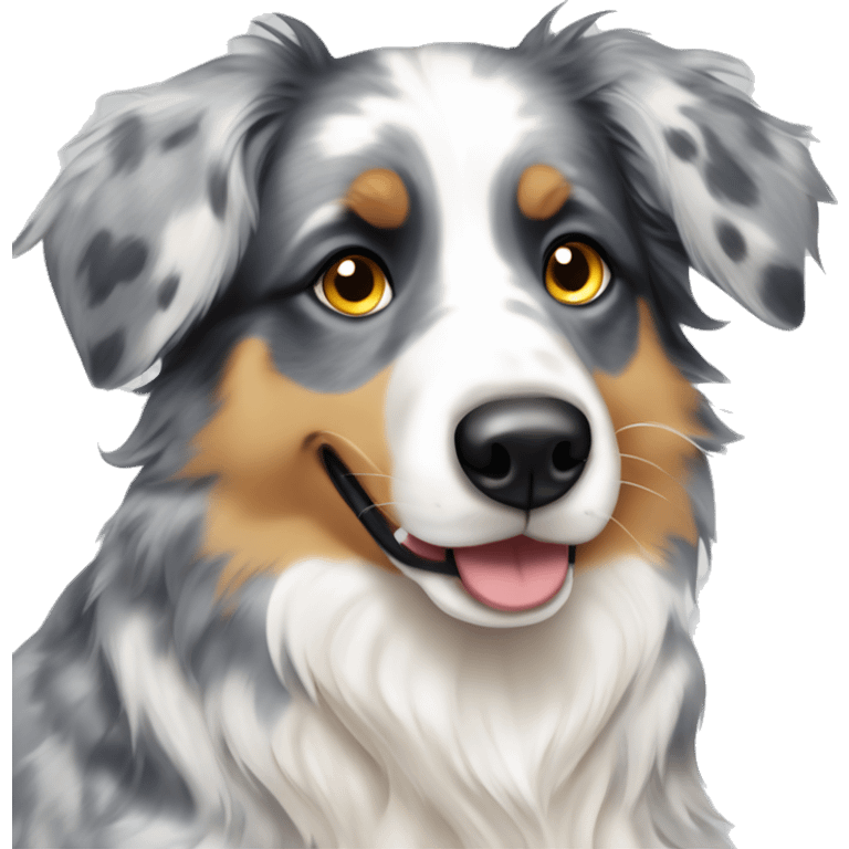 Blue Merle Mini Australian Shepherd with eye blue and other yellow  emoji