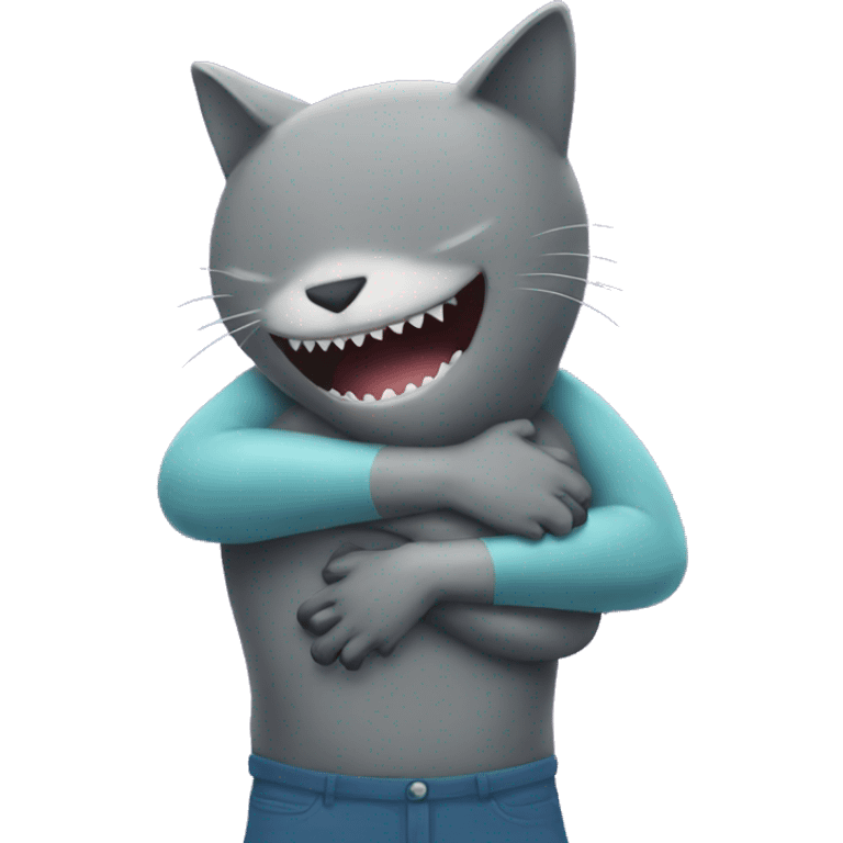 cat hugs trans shark emoji