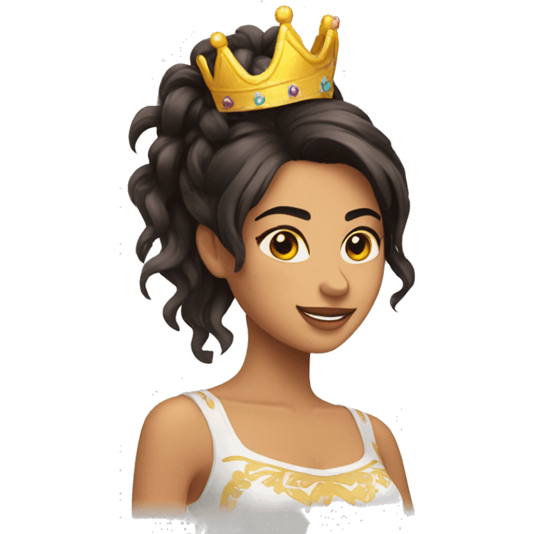 Chica piel morena con corona emoji