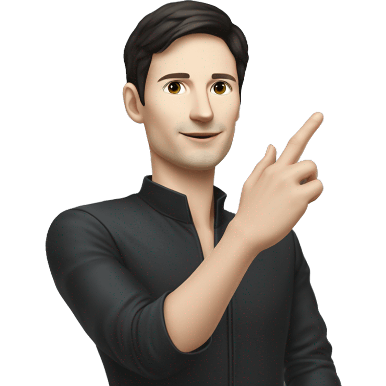 Pavel Durov stands and holds his hand extended to the side, as if he has something in his palm emoji