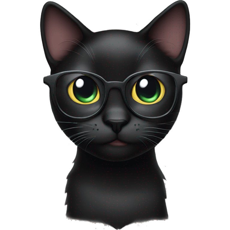 Black cat with eyeglasses emoji