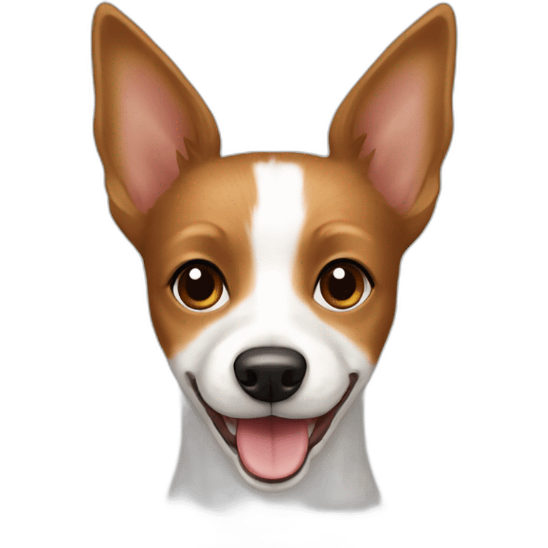 happy female white and brown toy fox terrier with long fur emoji