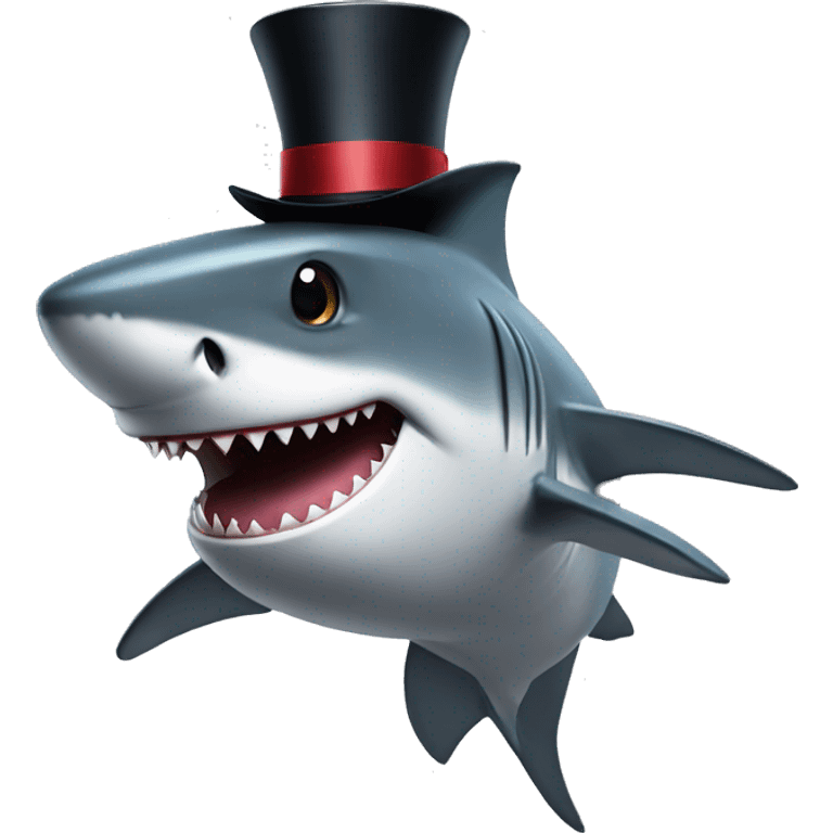 Shark with a top hat emoji