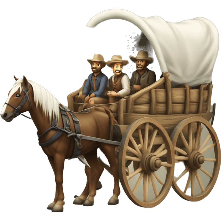 oregon trail wagon with 5 pioneers emoji