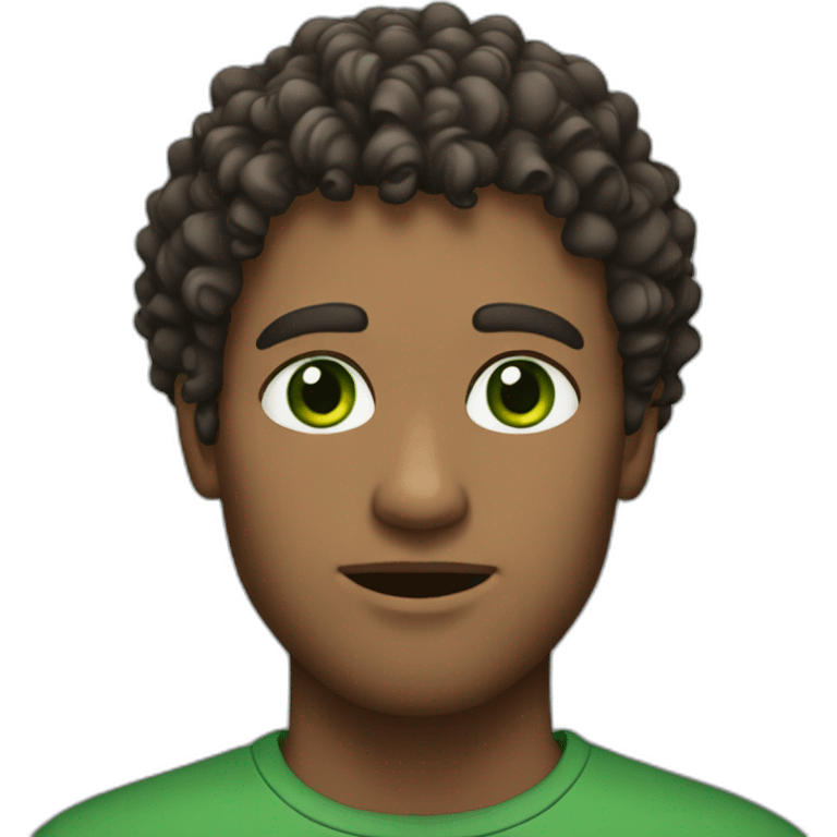 man with curly hear , green eyes emoji