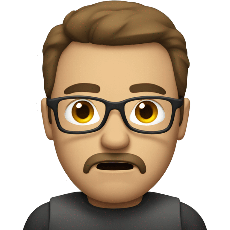 neutral angry man with glasses and brown goatee with thin brown hair emoji