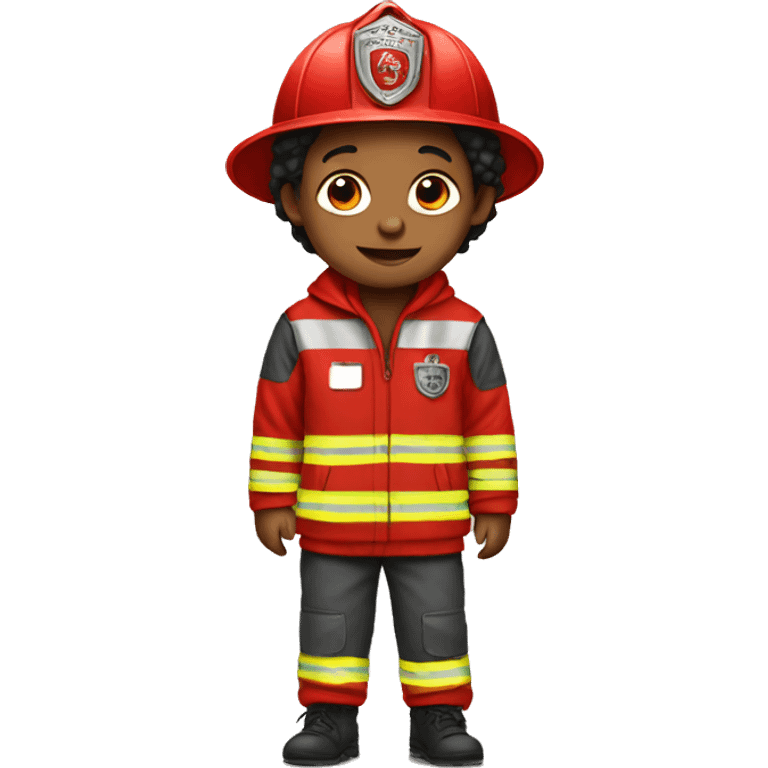 Boy wearing a fire truck costume  emoji