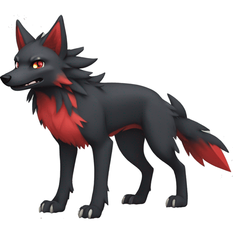 Cute cool black red nargacuga-wolf animal hybrid Fakemon full body emoji