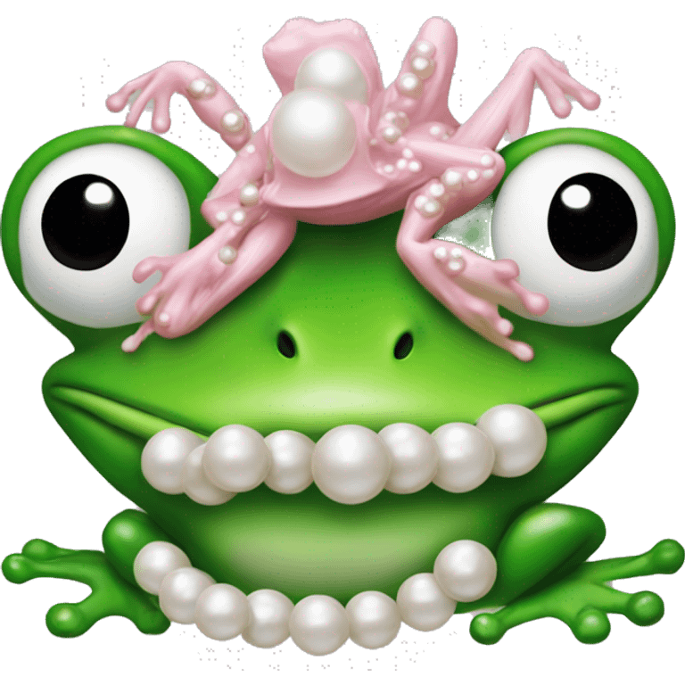 alpha kappa alpha frog with pearls  emoji