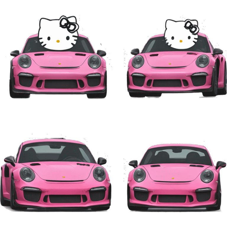 Hello kitty driving gt3 rs 911 emoji